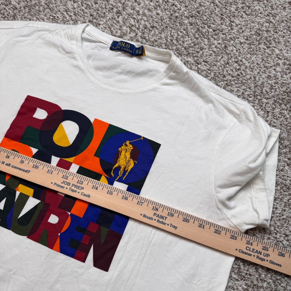 Polo Ralph Lauren Men's XL White‎ Graphic T Shirt Big Pony Logo Crew Neck - Picture 6 of 7
